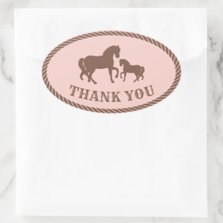 Cowgirl Party | Horse | Thank You Oval Sticker