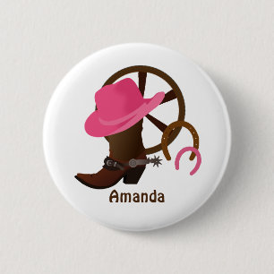 Cowgirl Personalised 6 Cm Round Badge