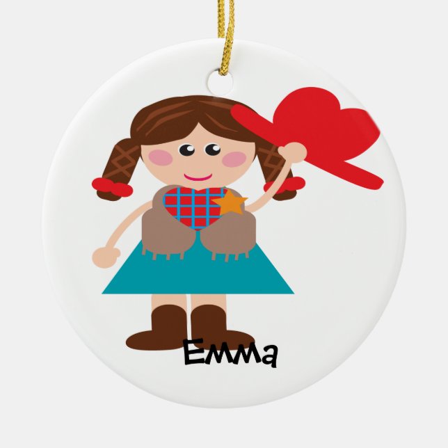 Cowgirl Personalised Ornament (Front)
