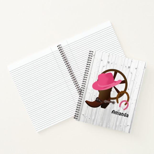 Cowgirl Personalised Rustic Notebook (Inside)