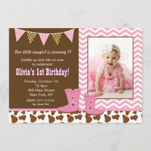 Cowgirl Photo Birthday Invitations