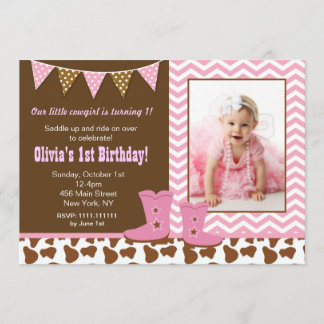 Cowgirl Photo Birthday Invitations