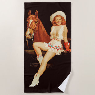 Cowgirl Pin-Up Beach Towel