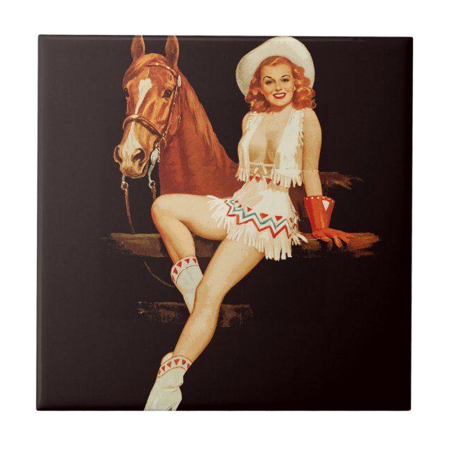 Cowgirl Pin-Up                                     Ceramic Tile (Front)