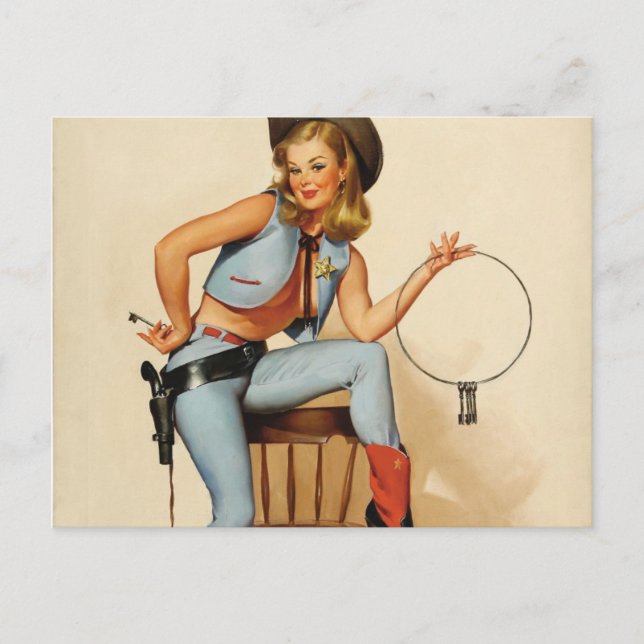Cowgirl Pin-up Girl Postcard (Front)
