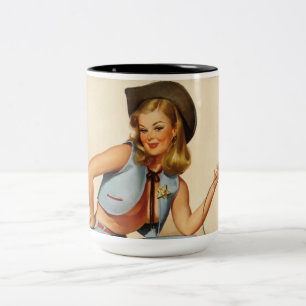 Cowgirl Pin-up Girl Two-Tone Coffee Mug