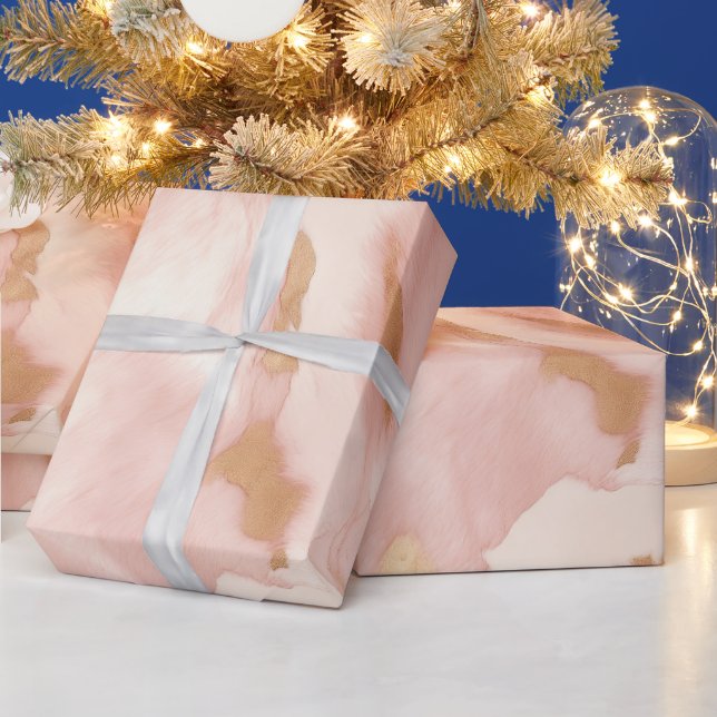 Cowgirl Pink Cream Brown Gold Cowhide  Wrapping Paper (Holidays)