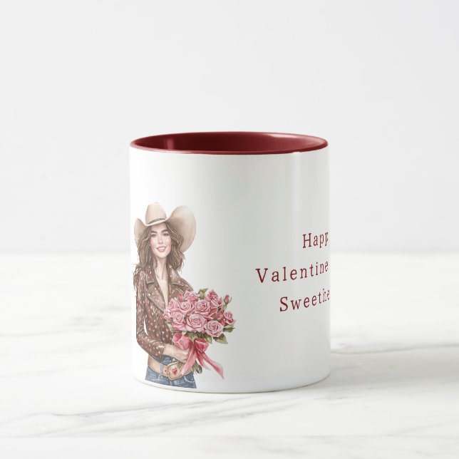 Cowgirl Pink Roses Valentine's Day Mug (Center)