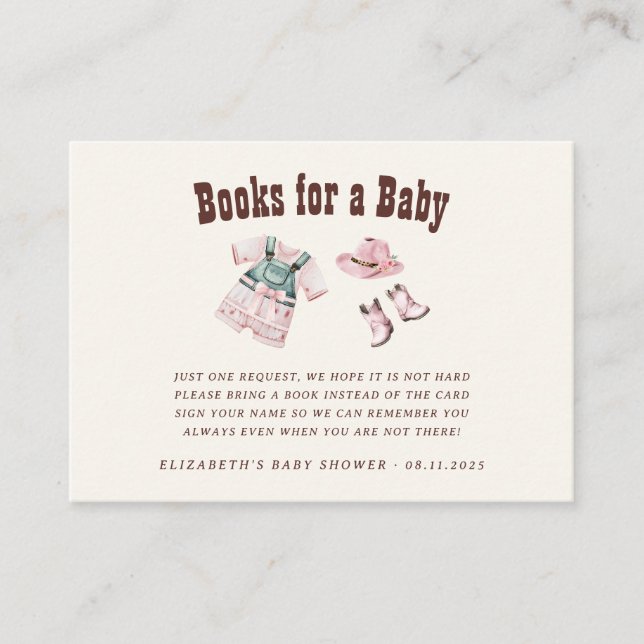 Cowgirl Pink Western Rodeo Books for Baby Enclosure Card (Front)