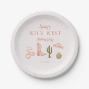 Cowgirl Pink Wild West Birthday Party Paper Plate