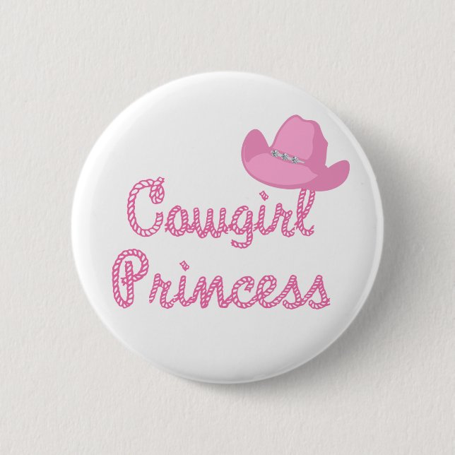Cowgirl Princess With Pink Hat 6 Cm Round Badge (Front)