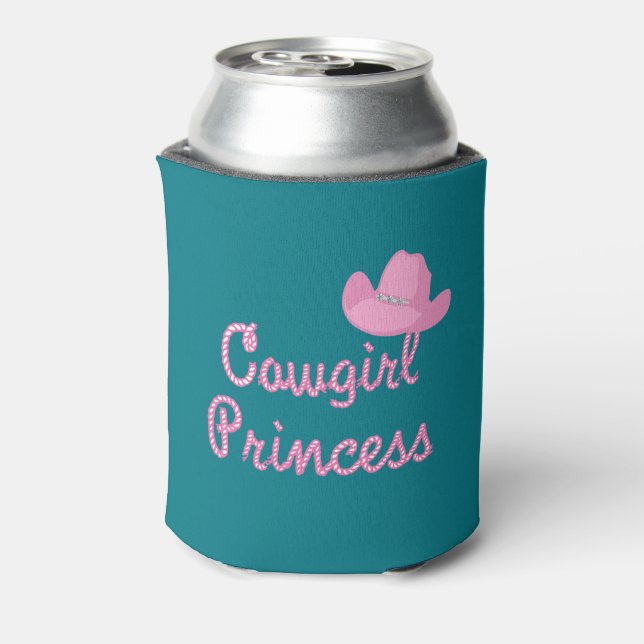 Cowgirl Princess With Pink Hat Can Cooler (Can Back)