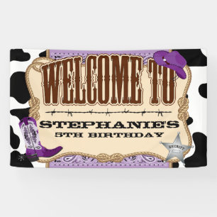 Cowgirl, Purple Birthday, Welcome Banner