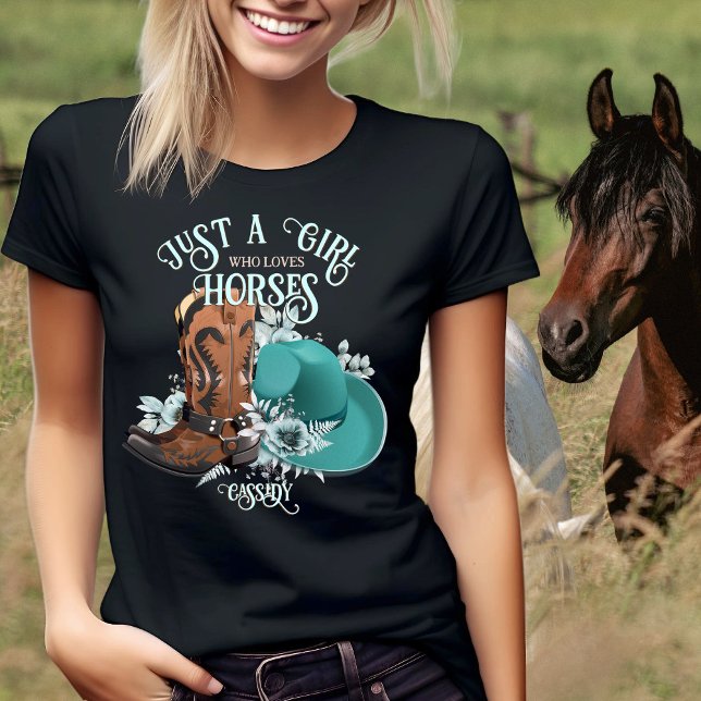 Cowgirl quote turquoise leather cowboy boots hat T-Shirt (Cowgirl quote turquoise leather cowboy boots hat black T-Shirt)