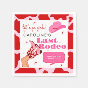 Cowgirl Red & Pink Last Rodeo Bachelorette Party Napkin