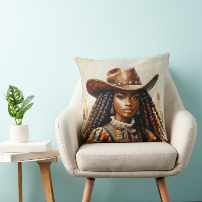 Cowgirl Resilience Throw Pillow (Chair)