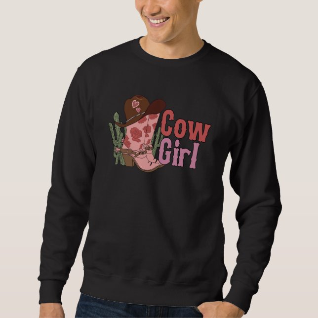 Cowgirl Retro Vintage Western Country Valentines Sweatshirt (Front)