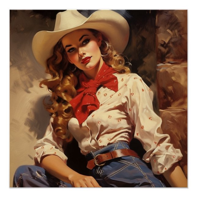  Cowgirl Reverie in Style: Wild West Whispers Poster (Front)