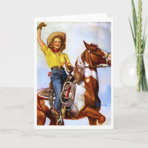 Cowgirl Rider Pin Up Card