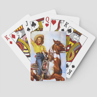 Cowgirl Rider Pin Up Magnet Playing Cards