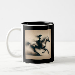 Cowgirl Riding a Horse, Western Cowgirl Two-Tone Coffee Mug