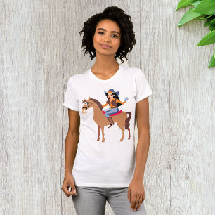 Cowgirl Riding A Horse Womens T-Shirt