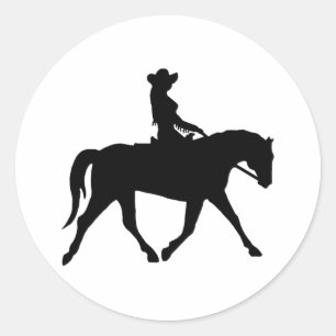 Cowgirl Riding Her Horse Classic Round Sticker
