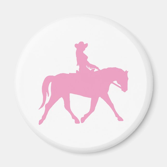 Cowgirl Riding Her Horse (pink) Magnet (Front)