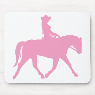 Cowgirl Riding Her Horse (pink) Mouse Pad