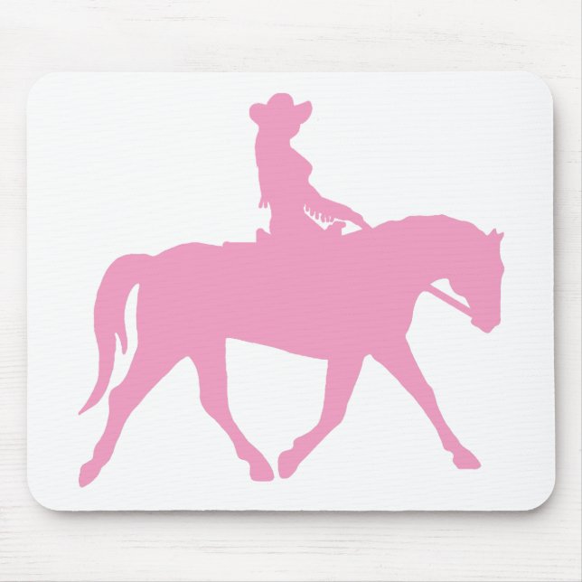 Cowgirl Riding Her Horse (pink) Mouse Pad (Front)