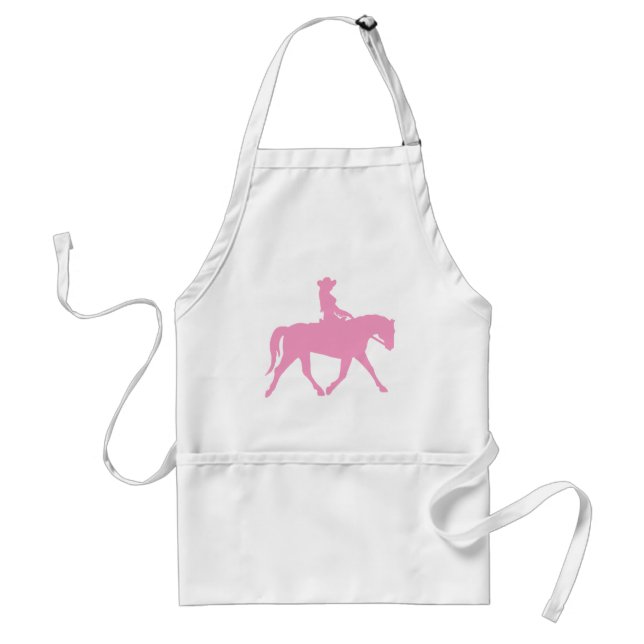 Cowgirl Riding Her Horse (pink) Standard Apron (Front)