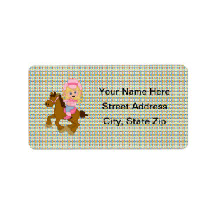 Cowgirl Riding Horse (pink) Label