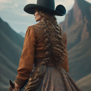 Cowgirl riding into the sunset, Cowboy hat v3 Tissue Paper