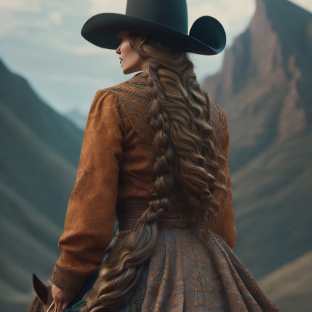 Cowgirl riding into the sunset, Cowboy hat v3 Tissue Paper (Cowgirl Riding into the sunset with Black Stetson)