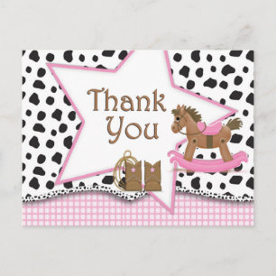 Cowgirl Rocking Horse Postcard Thank You