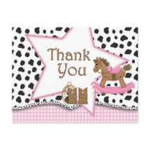 Cowgirl Rocking Horse Postcard Thank You