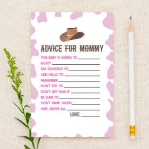 Cowgirl Rodeo Advice Baby Shower Game Activity Stationery