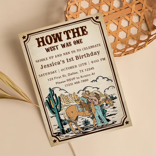 Cowgirl Rodeo Birthday How The West Was One Invitation (Creator Uploaded)