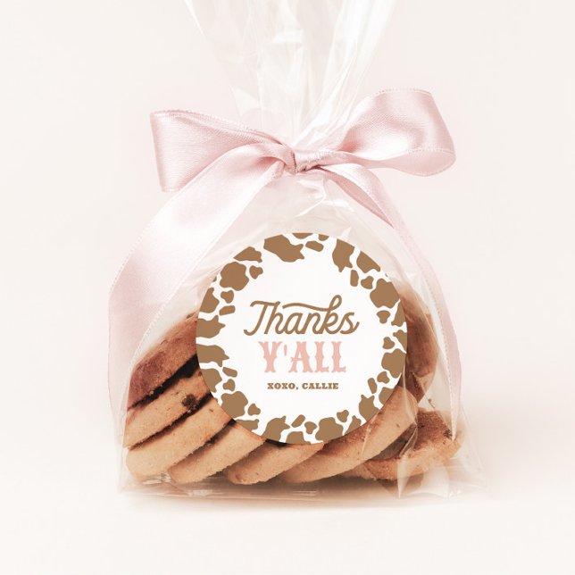 Cowgirl Rodeo Birthday Party Thank You Classic Round Sticker (Creator Uploaded)
