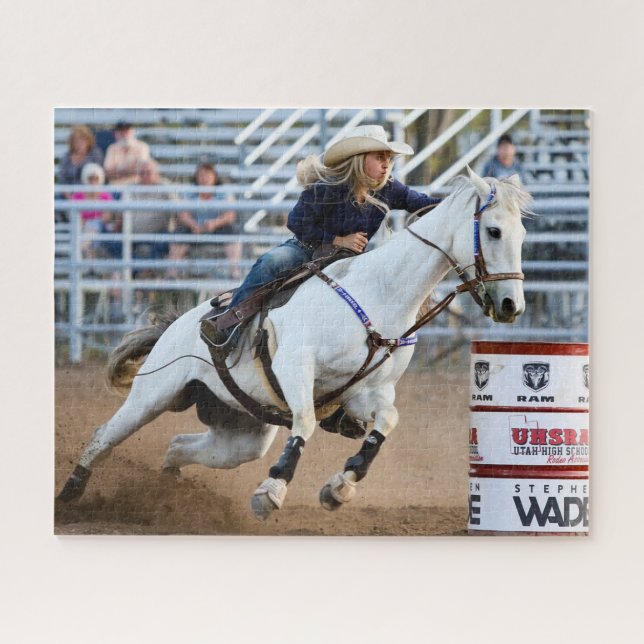 Cowgirl Rodeo Horse Barrel Western Sports Jigsaw Puzzle (Horizontal)