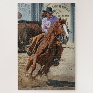 Cowgirl Rodeo Horse Horseback Ride Western Sports Jigsaw Puzzle