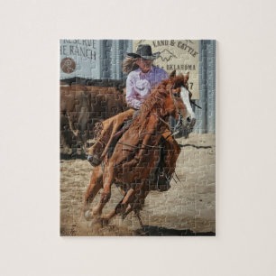 Cowgirl Rodeo Horse Horseback Ride Western Sports Jigsaw Puzzle