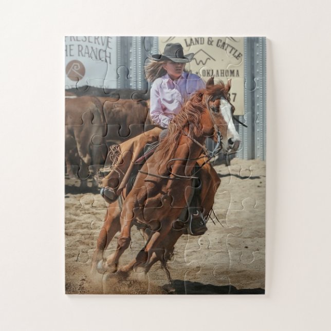 Cowgirl Rodeo Horse Horseback Ride Western Sports Jigsaw Puzzle (Vertical)