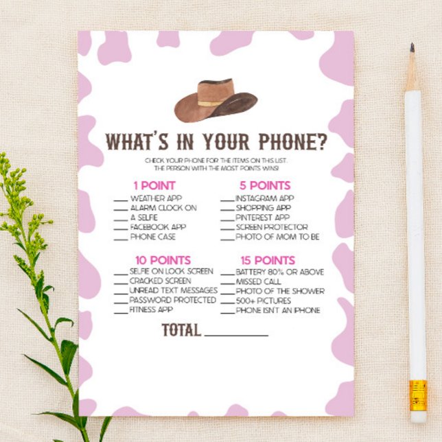 Cowgirl Rodeo In Your Phone Baby Shower Game Stationery (Creator Uploaded)