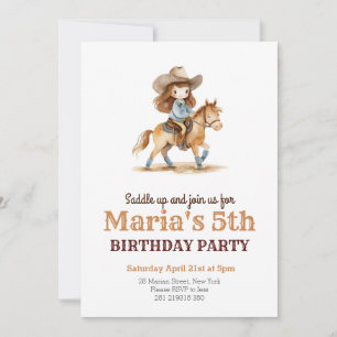 Cowgirl Rodeo Western Girl Birthday  Invitation