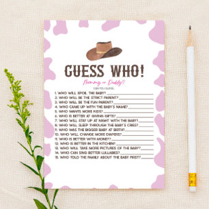 Cowgirl Rodeo Western Guess Who Baby Shower Game