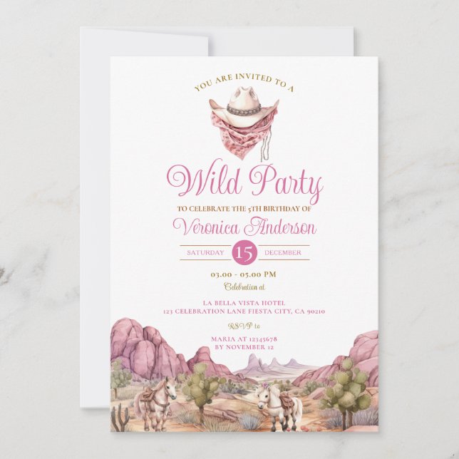 Cowgirl Rodeo Wild Party Western Ranch Birthday Invitation (Front)