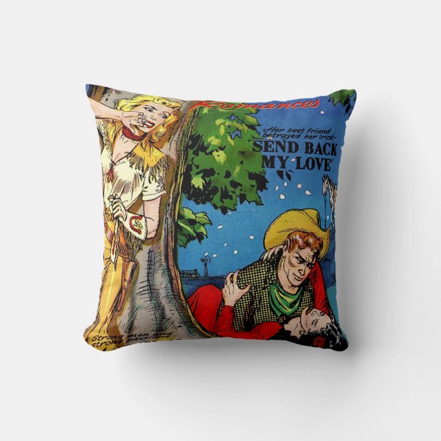 Cowgirl Romance The Betrayal Vintage Comics Cushion (Front)