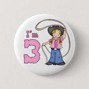 Cowgirl Roper 3rd Birthday 6 Cm Round Badge