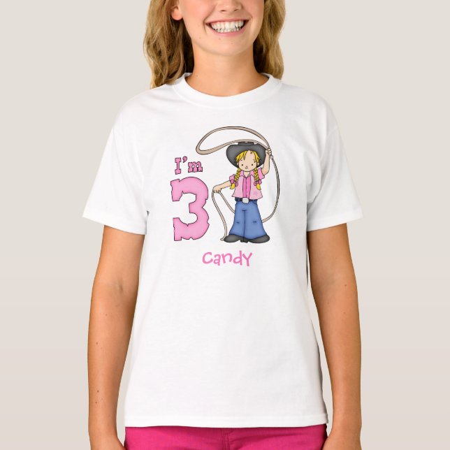 Cowgirl Roper 3rd Birthday T-Shirt (Front)